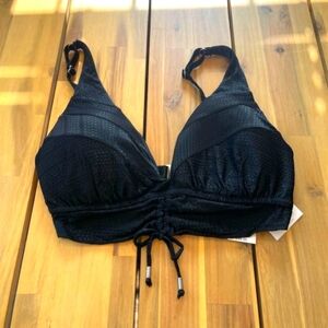 Nwt BECCA Black Swim Bra Top with Molded Cups and Bow Detail Size Medium (DDD)